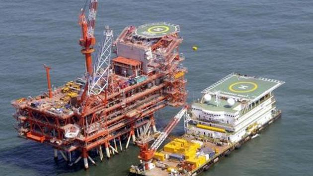 India's Reliance Industries KG-D6's control and raiser platform is seen off the Bay of Bengal in this undated handout photo.(REUTERS File Photo)