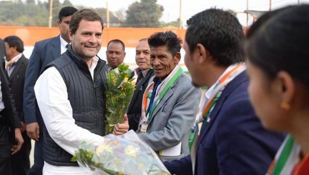 Rahul Gandhi interacting with party workers in Jowai, Meghalaya on Tuesday. (PHOTO: Meghalaya Congress) Rahul Gandhi interacting with party workers in Jowai, Meghalaya on Tuesday. (PHOTO: Meghalaya Congress)