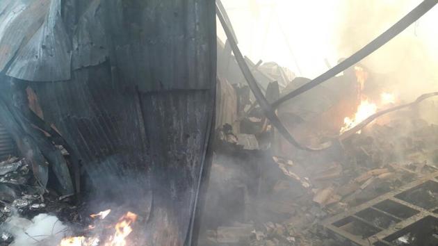 The reason for the fire is unknown. (Praful Gangurde/HT Photo) The reason for the fire is unknown. (Praful Gangurde/HT Photo)