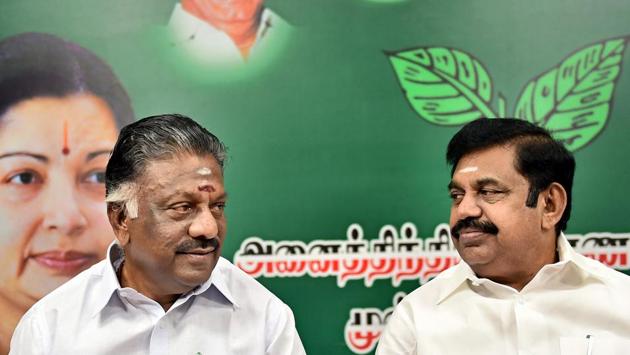 AIADMK leaders E Palaniswami and O Panneerselvam announced the expulsion of 123 officer-bearers. (PTI) AIADMK leaders E Palaniswami and O Panneerselvam announced the expulsion of 123 officer-bearers. (PTI)