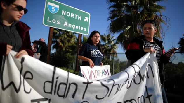 Barbara Hernandez (C), 26, participates in a protest for a clean Dream Act. Living under the radar, several of the young people recalled impoverished neighborhoods, and seeing family members suffer depression or abuse drugs. Hernandez lost a brother to gang violence. “That threw our family into a really big depression and my mom and my dad separated,” she said. DACA allowed her to work in education. (Lucy Nicholson / REUTERS) Barbara Hernandez (C), 26, participates in a protest for a clean Dream Act. Living under the radar, several of the young people recalled impoverished neighborhoods, and seeing family members suffer depression or abuse drugs. Hernandez lost a brother to gang violence. “That threw our family into a really big depression and my mom and my dad separated,” she said. DACA allowed her to work in education. (Lucy Nicholson / REUTERS)
