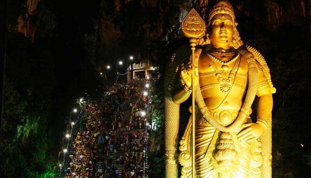 Devotees climb the steps to Batu Caves during the Thaipusam festival in Kuala Lumpur, Malaysia. Thaipusam marks the day when the goddess Parvathi gave her son Murugan a powerful lance to fight demons. It is observed mainly in countries with a significant ethnic Tamil population. (Lai Seng Sin / REUTERS) Devotees climb the steps to Batu Caves during the Thaipusam festival in Kuala Lumpur, Malaysia. Thaipusam marks the day when the goddess Parvathi gave her son Murugan a powerful lance to fight demons. It is observed mainly in countries with a significant ethnic Tamil population. (Lai Seng Sin / REUTERS)