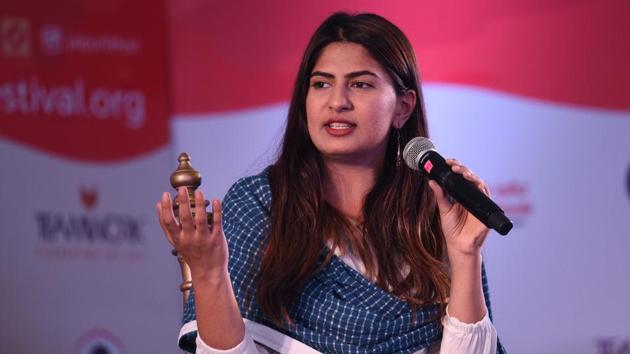 Gurmehar Kaur during the launch of her book Small Acts of Freedom at Jaipur Literature Festival, Diggi Palace, on Saturday. (Raj K Raj/HT Photo) Gurmehar Kaur during the launch of her book Small Acts of Freedom at Jaipur Literature Festival, Diggi Palace, on Saturday. (Raj K Raj/HT Photo)