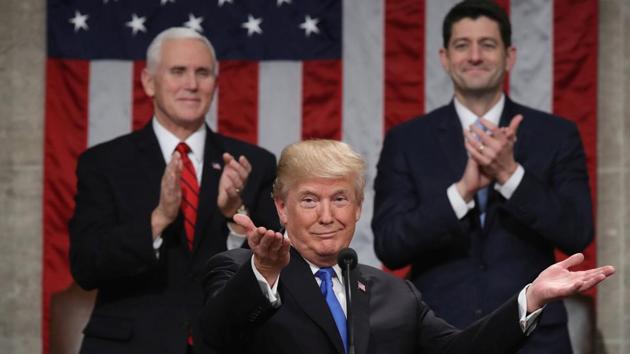 US President Donald Trump delivers his first State of the Union address to a joint session of Congress, Capitol Hill, Washington, January 30 (REUTERS) US President Donald Trump delivers his first State of the Union address to a joint session of Congress, Capitol Hill, Washington, January 30 (REUTERS)