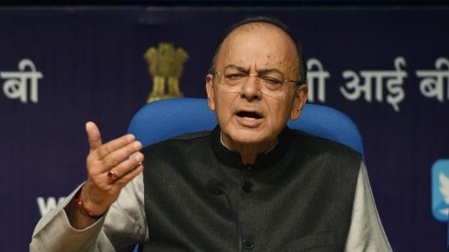Finance minister Arun Jaitley addresses a post budget press conference at National Media Center in New Delhi, on Thursday. (Mohd Zakir/HT) Finance minister Arun Jaitley addresses a post budget press conference at National Media Center in New Delhi, on Thursday. (Mohd Zakir/HT)