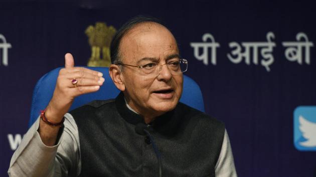 Finance minister Arun Jaitley address a post budget press conference, National Media Centre, New Delhi, February 1, 2018 (Mohd Zakir/HT) Finance minister Arun Jaitley address a post budget press conference, National Media Centre, New Delhi, February 1, 2018 (Mohd Zakir/HT)