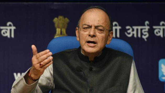 Finance minister Arun Jaitley addresses a post budget press conference at National Media Center in New Delhi, on Thursday.(Mohd Zakir/HT) Finance minister Arun Jaitley addresses a post budget press conference at National Media Center in New Delhi, on Thursday.(Mohd Zakir/HT)