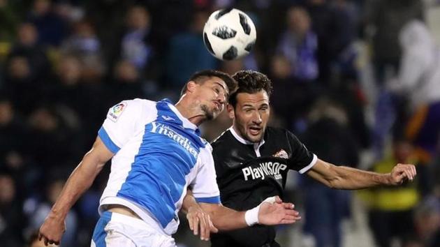 Leganes and Sevilla played out a 1-1 draw in the first leg of the Copa del Rey semi-final at the Butarque Municipal Stadium in Leganes on Wednesday. (Reuters) Leganes and Sevilla played out a 1-1 draw in the first leg of the Copa del Rey semi-final at the Butarque Municipal Stadium in Leganes on Wednesday. (Reuters)