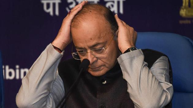 Finance minister Arun Jaitley at a press conference after presenting the Union Budget in New Delhi on Thursday.(PTI)