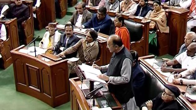 Union finance minister Arun Jaitley presents the Union Budget in Parliament on Thursday.(PTI)