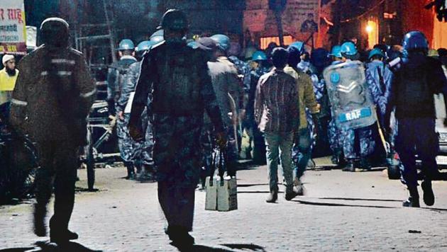 A week after clashes broke out, Kasganj remains on the edge with heavy security deployment. (HT Photo) A week after clashes broke out, Kasganj remains on the edge with heavy security deployment. (HT Photo)