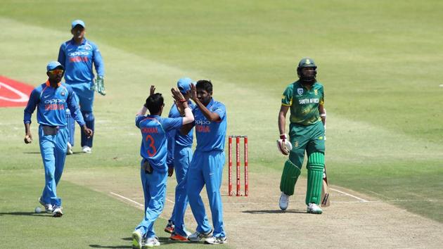 Jasprit Bumrah took the early wicket of Hashim Amla as India started well.  (BCCI) 