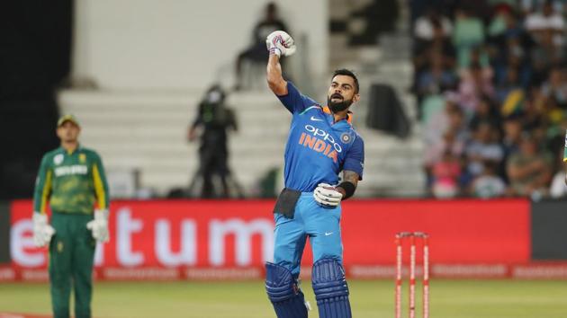 Virat Kohli’s 33rd century and 20th in a chase gave India a thumping six-wicket win against South Africa in Durban as the visitors took a 1-0 lead in the series. (BCCI)