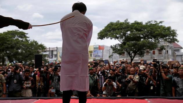 An Indonesian man is publicly caned for having gay sex, in Banda Aceh, Aceh province, Indonesia. (Reuters File Photo) An Indonesian man is publicly caned for having gay sex, in Banda Aceh, Aceh province, Indonesia. (Reuters File Photo)