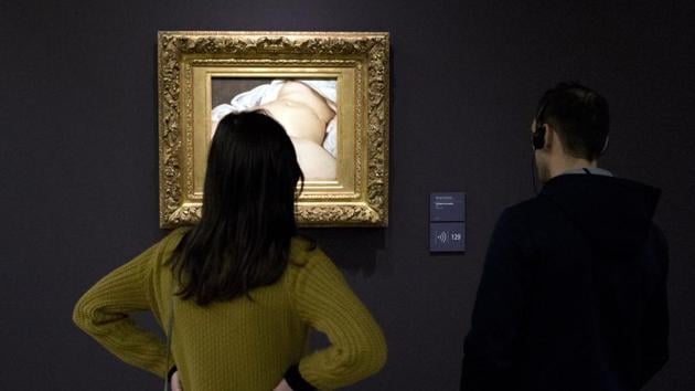 Visitors watch Gustave Courbet's 1866 "The Origin of the World," at Musee d'Orsay museum, in Paris. (AP) Visitors watch Gustave Courbet's 1866 "The Origin of the World," at Musee d'Orsay museum, in Paris. (AP)