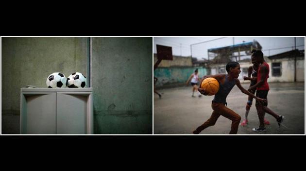 A soccer balls inside a cellblock at the base (L) and a boy running with a ball during a soccer game in the city. Radio Reloj, a Cuban government-run station, promotes the culture of Cuba under the island’s communist leadership. (Carlos Barria / REUTERS) A soccer balls inside a cellblock at the base (L) and a boy running with a ball during a soccer game in the city. Radio Reloj, a Cuban government-run station, promotes the culture of Cuba under the island’s communist leadership. (Carlos Barria / REUTERS)