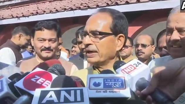 Shivraj Singh Chouhan speaks to the media after the cabinet expansion on Saturday. (ANI Twitter) Shivraj Singh Chouhan speaks to the media after the cabinet expansion on Saturday. (ANI Twitter)