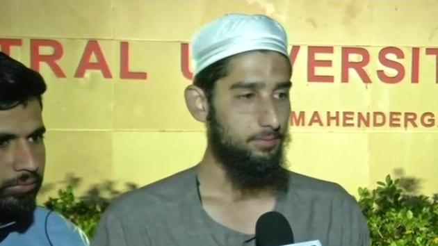 Aftab, one of the Kashmiri students of Central University of Haryana in Mahenderhgarh, who was allegedly assaulted. (ANI Photo) Aftab, one of the Kashmiri students of Central University of Haryana in Mahenderhgarh, who was allegedly assaulted. (ANI Photo)