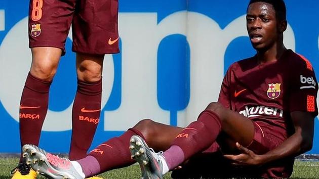 (File pic) FC Barcelona's record signing Ousmane Dembele reacts after sustaining an injury during his Spanish La Liga match against Getafe at Colisseum Alfonso Perez stadium in Getafe on September 16, 2017. (Reuters) (File pic) FC Barcelona's record signing Ousmane Dembele reacts after sustaining an injury during his Spanish La Liga match against Getafe at Colisseum Alfonso Perez stadium in Getafe on September 16, 2017. (Reuters)