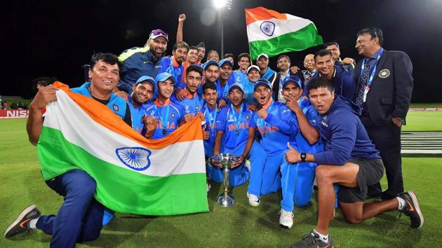 India defeated Australia by eight wickets to win the ICC Under-19 Cricket World Cup title for a record fourth time, at the Bay Oval in Mount Maunganui, Tauranga, on Saturday. (AFP)