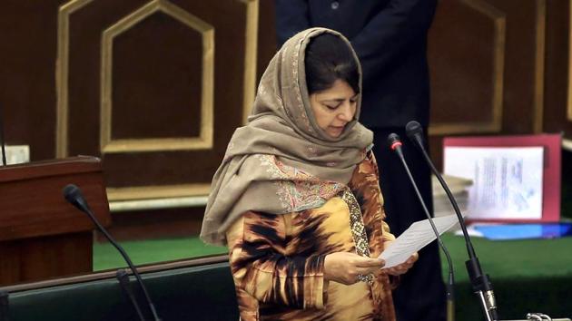 Jammu and Kashmir chief minister Mehbooba Mufti addresses the ongoing budget session of the Jammu and Kashmir legislature, in Jammu, on Friday. (PTI Photo) Jammu and Kashmir chief minister Mehbooba Mufti addresses the ongoing budget session of the Jammu and Kashmir legislature, in Jammu, on Friday. (PTI Photo)