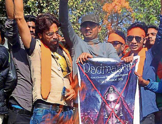 Members of Karni Sena protest against the release of the film 'Padmaavat' in Rajasthan’s Beawar. (Representative Picture/PTI Photo.) Members of Karni Sena protest against the release of the film 'Padmaavat' in Rajasthan’s Beawar. (Representative Picture/PTI Photo.)