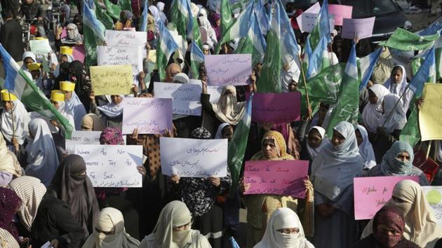 Supporters of Jamaat-e-Islami rally to condemn the rape and killing of a seven-year-old girl, in Lahore, Pakistan, on January 15, 2018. (AP file) Supporters of Jamaat-e-Islami rally to condemn the rape and killing of a seven-year-old girl, in Lahore, Pakistan, on January 15, 2018. (AP file)