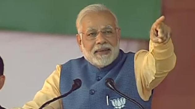 Prime Minister Narendra Modi at the Nava Karnataka Nirmana Parivartana Yatra in Bengaluru on Sunday, February 4, 2018. (Screenshot/ YouTube) Prime Minister Narendra Modi at the Nava Karnataka Nirmana Parivartana Yatra in Bengaluru on Sunday, February 4, 2018. (Screenshot/ YouTube)