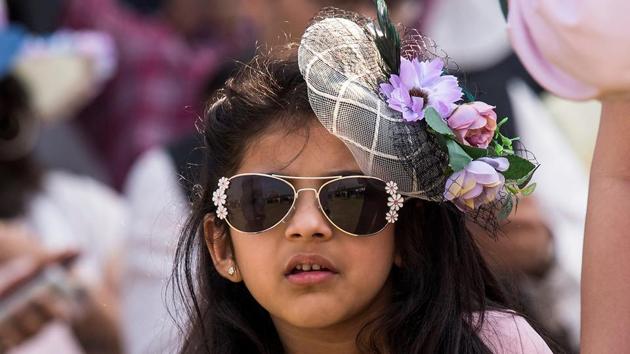 A young girl chose to go floral for her visit to the races on Sunday at Mahalaxmi racecourse in Mumbai. (Pratik Chorge / HT Photo)