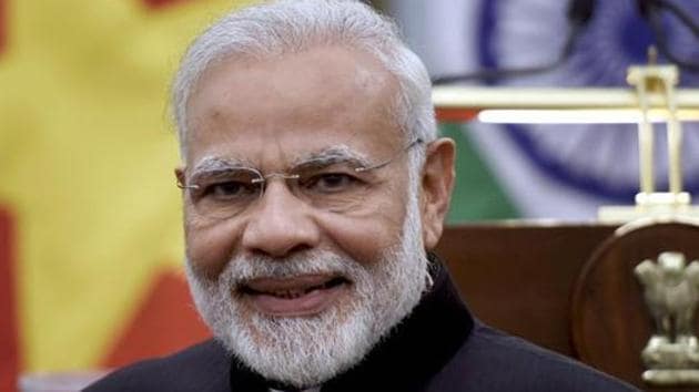 A file photo of Prime Minister Narendra Modi at Hyderabad House in New Delhi.(PTI Photo)