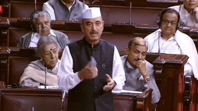 Leader of Opposition in the Rajya Sabha Ghulam Nabi Azad addresses the House. (Screenshot/ Rajya Sabha TV) Leader of Opposition in the Rajya Sabha Ghulam Nabi Azad addresses the House. (Screenshot/ Rajya Sabha TV)