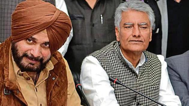 Local bodies minister Navjot Singh Sindhu along with state Congress president Sunil Jakhar at a press conference in Jalandhar on Sunday. (Pardeep Pandit/HT) Local bodies minister Navjot Singh Sindhu along with state Congress president Sunil Jakhar at a press conference in Jalandhar on Sunday. (Pardeep Pandit/HT)