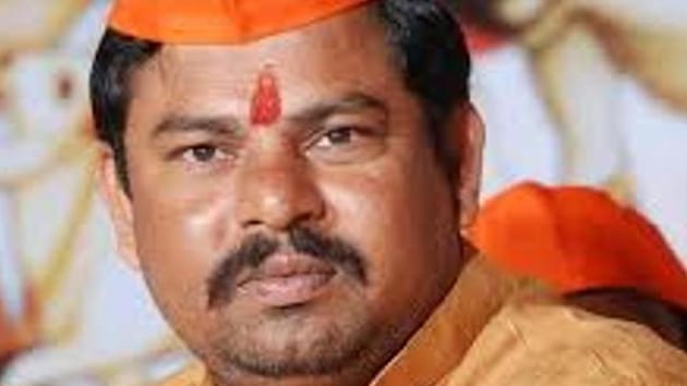 Telangana BJP MLA T Raja Singh was at a dharma sabha organised as part of the Hindu Utsav Samiti in Neemuch on Sunday.(Facebook) Telangana BJP MLA T Raja Singh was at a dharma sabha organised as part of the Hindu Utsav Samiti in Neemuch on Sunday.(Facebook)