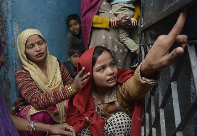 The mother of the two-month-old infant at her house in Vijay Nagar area of Ghaziabad on Monday. (Sakib Ali/HT PHOTO) The mother of the two-month-old infant at her house in Vijay Nagar area of Ghaziabad on Monday. (Sakib Ali/HT PHOTO)