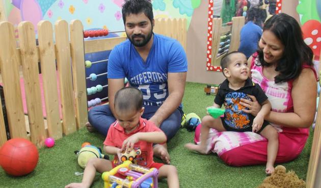 Twins Love and Prince and their parents Sheetal and Sagar Zalte were introduced to media at Wadia hospital in Mumbai, on Monday, February 5. (Bhushan Koyande/HT Photh) Twins Love and Prince and their parents Sheetal and Sagar Zalte were introduced to media at Wadia hospital in Mumbai, on Monday, February 5. (Bhushan Koyande/HT Photh)