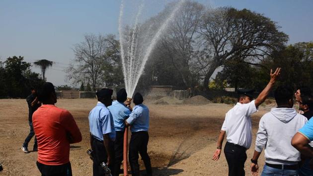 Fire personnel also showcased the various equipment that they have to fight fire in case of an emergency situation. (Shankar Narayan/HT PHOTO) Fire personnel also showcased the various equipment that they have to fight fire in case of an emergency situation. (Shankar Narayan/HT PHOTO)