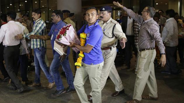 Besides MCA officials, a significant number of fans also assembled at the airport to welcome the young heroes. (AP) Besides MCA officials, a significant number of fans also assembled at the airport to welcome the young heroes. (AP)
