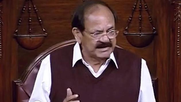 Vice president and Rajya Sabha chairman M Venkaiah Naidu in the Rajya Sabha in New Delhi on Monday. (PTI) Vice president and Rajya Sabha chairman M Venkaiah Naidu in the Rajya Sabha in New Delhi on Monday. (PTI)