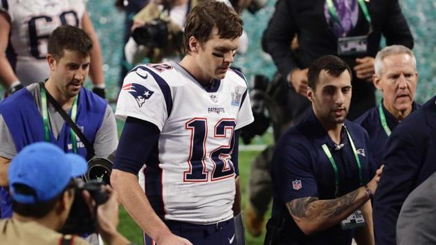 Tom Brady of the New England Patriots reacts after losing Super Bowl LII to the Philadelphia Eagles 41-33 at U.S. Bank Stadium on February 4, 2018 in Minneapolis, Minnesota. (AFP) Tom Brady of the New England Patriots reacts after losing Super Bowl LII to the Philadelphia Eagles 41-33 at U.S. Bank Stadium on February 4, 2018 in Minneapolis, Minnesota. (AFP)