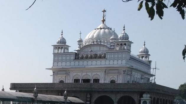 Gurdwara Singh Sabha in Sangrur is designed as a replica of the Golden Temple.(Avtar Singh/HT)