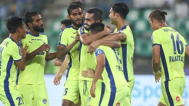 Bengaluru FC defeated Chennaiyin FC in their Indian Super League (ISL) match in Chennai on Tuesday. (ISL) Bengaluru FC defeated Chennaiyin FC in their Indian Super League (ISL) match in Chennai on Tuesday. (ISL)