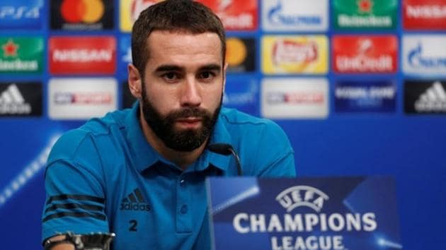 Real Madrid's Dani Carvajal during a press conference.(Reuters)