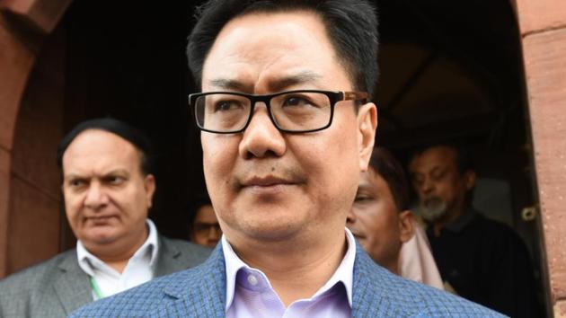 BJP leader and Union minister Kiren Rijiju after attending Parliament during the budget session in New Delhi. (Sushil Kumar/HT File Photo) BJP leader and Union minister Kiren Rijiju after attending Parliament during the budget session in New Delhi. (Sushil Kumar/HT File Photo)