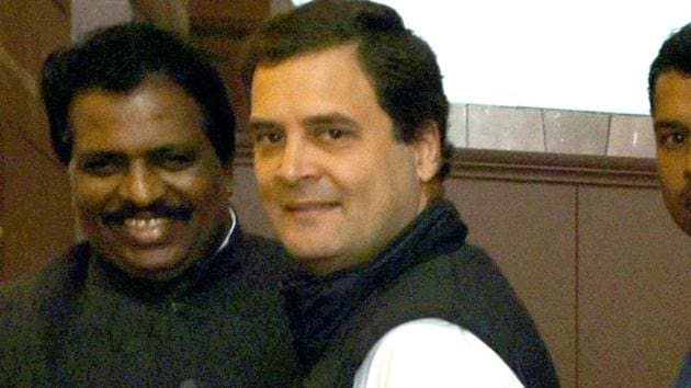 Congress president Rahul Gandhi during the budget session in Parliament House in New Delhi on Monday.(Sushil Kumar/HT Photo)