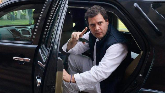 Congress President Rahul Gandhi at Parliament in New Delhi on Tuesday. (PTI Photo) Congress President Rahul Gandhi at Parliament in New Delhi on Tuesday. (PTI Photo)