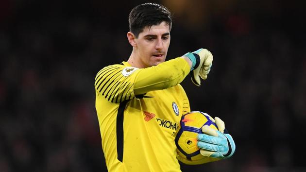 Thibaut Courtois defended Antonio Conte after Chelsea’s humiliating defeat against Watford on Monday.(REUTERS)