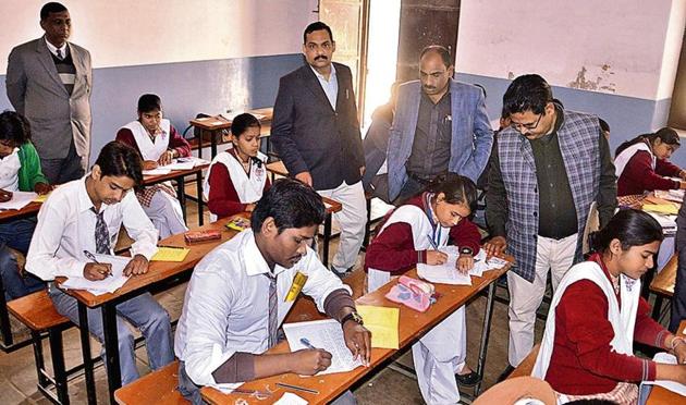 A case under the anti-copying act has been registered by the STF at the Naini police station.(HT) A case under the anti-copying act has been registered by the STF at the Naini police station.(HT)