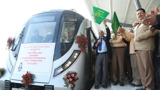 The test runs were flagged off by Mangu Singh, managing director of DMRC.