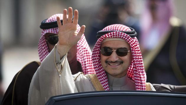 In this Feb 4, 2014 file photo, Saudi billionaire Prince Alwaleed bin Talal, waves as he arrives at the headquarters of Palestinian President Mahmoud Abbas in the West Bank city of Ramallah. T. (AP) In this Feb 4, 2014 file photo, Saudi billionaire Prince Alwaleed bin Talal, waves as he arrives at the headquarters of Palestinian President Mahmoud Abbas in the West Bank city of Ramallah. T. (AP)