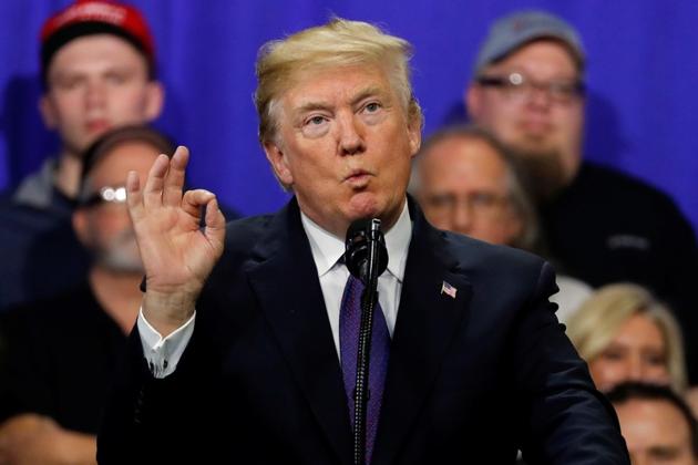 US President Donald Trump delivers remarks on his tax policy after a factory tour of the Sheffer Corporation in Blue Ash, Ohio, US February 5, 2018. (Reuters) US President Donald Trump delivers remarks on his tax policy after a factory tour of the Sheffer Corporation in Blue Ash, Ohio, US February 5, 2018. (Reuters)